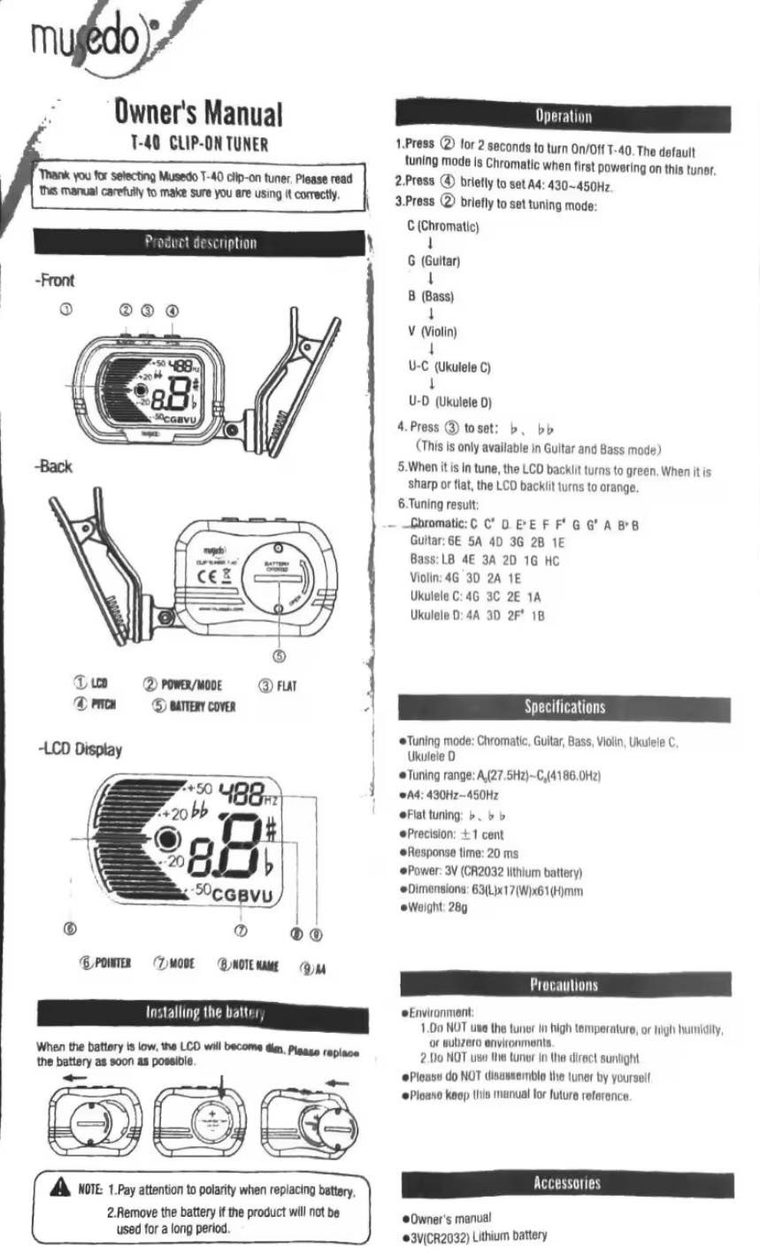 Tuner Musedo T-40 – MUGENGUITAR